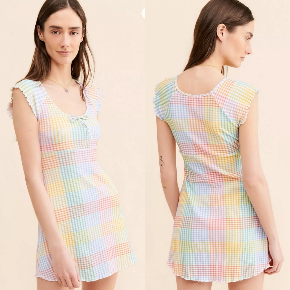 LoveShackFancy | Zoie Rainbow Plaid Mini Dress